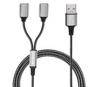 KAL-Câble Usb Répartiteur 2 Ports 1M, Usb2.0 Type A Mâle Vers Femelle Splitter Braid Nylon Multiple Porte Extender Hub Chargeur Pour Printer/Clavier Usb/Laotop/Led (1 To 2)