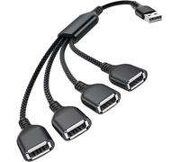 KAL-Câble Usb Répartiteur 4 Ports 0.3M,4 En 1 Type A Mâle Vers Femelle Splitter Nylon Multi Cordon Multiple Porte Multiprise Extender Hub Chargeur Split Pour Mac,Pc,Tv,Car,Ps4 Ps5,Xbox One X/S