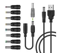 KAL-Câble USB vers DC, 8 en 1 USB A vers fiche creuse, câble de charge, câble adaptateur avec 8 fiches et câble de connexion mâle vers femelle