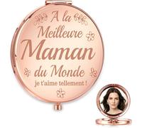 Kal-Cadeau Fête Des Mères Miroir De Poche Pliable Français, Cadeau Maman, Miroir Cosmétique Grossissement En Or Rose, Cadeau De Bonne Fête Maman, Petit Miroir De Poche Cadeau D'anniversaire De Maman