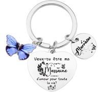 Kal-Cadeau Marraine Noël Cadeau Marraine Demande Porte-Clés De Marraine D'anniversaire Cadeau Fête Des Mères Pour Marraine «Veux-Tu Être Ma Marraine D'amour Pour Toute La Vie» Cadeaux De Noël