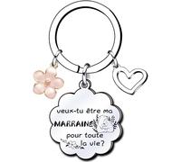 Kal-Cadeau Marraine Noël Cadeau Marraine Demande Porte-Clés De Marraine D'anniversaire Cadeau Fête Des Mères Pour Marraine «Veux-Tu Être Ma Marraine D'amour Pour Toute La Vie» Cadeaux De Noël
