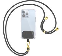 Kal-® Chaîne Universelle Pour Téléphone Portable - Gris Foncé/Doré - Compatible Avec De Nombreuses Coques De Téléphone Portable - Cordon De Serrage De Qualité Supérieure