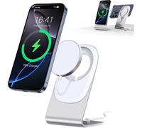 Kal-Chargeur Mag Safe Chargeur Sans Fil Chargeur Mag-Safe Avec Support Pour Iphone 16/15/14/13/12/Xs/X/Xr/8 Série Et Air Pods 4/3/2/Pro (Argenté)