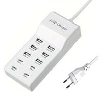 Kal-Chargeur Rapide Usb C, Station De Charge Portable 10 Ports Pour Divers Appareils, Compatible Avec Les Chargeurs Usb Pour Iphone Ipad, Samsung, Google, Xiaomi, Huawei, Etc.