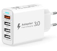 Kal-Chargeur Usb Multiple 4 Port, Prise Usb Multiple 33w Qc3.0 Chargeur Rapide Usb, Prise Multiple Usb Adaptateur Secteur Usb Multi Chargeur Telephone Pour Iphone 14/13/12/11/Xs/8/7,Samsung S23/S22,X