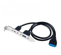 KAL-ChenYang Câble d'extension USB 3.0 pour panneau avant 19/20 broches vers USB C et USB 3.0 femelle Châssis Panneau arrière Port Port avec support PCI-E de 12 cm