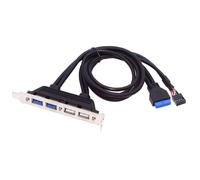 KAL-ChenYang Câble d'extension USB pour panneau avant 9/10 broches et 19/20 broches vers 2 USB 2.0 et 2 USB 3.0 femelles Châssis Panneau arrière Port Port 0,5 m avec support PCI-E de 12 cm