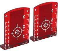 Kal-Cible Laser, 2 Pièces Cible Laser Magnétique, Lazer À Lignes Croisées, Mire Lazer, 10 X 7 Cm Pour Alignement Et Mesure (Rouge)