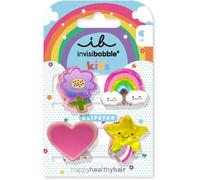 Kal-Clipstar Kids Happy World Lot De 4 Barrettes À Cheveux Pour Enfants ¿ Motif Arc-En-Ciel, Étoile, Coeur Et Fleur ¿ Pinces À Cheveux Antidérapantes Pour Des Cheveux Sains ¿ Parfait Pour Les