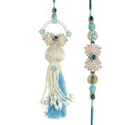 KAL-Coffret Cadeau Rakhi Pour Frère Et Bhabhi Rakhi Pour Bhaiya Bhabhi Kit Rakhi Pour Bhai Bhabhi ¿ Lumba Rakhi Pour Bhabhi Carte De V?ux Roli Chawal Tika, 13 Inch Approx., Soie