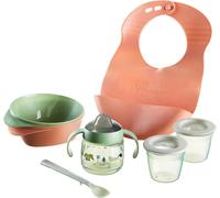 Kal-Coffret De Sevrage Avec Bol Et Cuillères D'alimentation, Bavoir En Silicone, Tasse À Bec De Sevrage 100 % Étanche Et Pots De Stockage Des Aliments, 4 Mois Et Plus