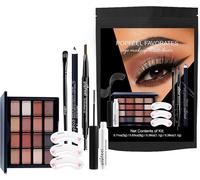 Kal-Coffrets De Maquillage, Kit De Maquillage Professionnel Comprenant Une Palette De Fards À Paupières De 16 Couleurs Avec Pinceau, Mascara, Kit De Maquillage Complet Pour Femmes
