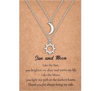 Kal-Collier Soleil Et Lune Cadeau Meilleur Ami L'amitié S?urs Femmes Maman Couple Mère Fille D'anniversaire Fete Des Meres Noël Argent Or