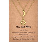 Kal-Collier Soleil Et Lune Cadeau Meilleur Ami L'amitié S?urs Femmes Maman Couple Mère Fille D'anniversaire Fete Des Meres Noël Argent Or