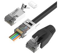 KAL-Connecteur Rj45 Cat7 Cat6A Blindé Lot De 20 Fiche Réseau Pass Through Poe Pour Installation Câble Ethernet Avec Guide Du Fil Et Capuchons Rj45