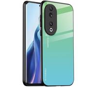 Kal-Coque Adapté Pour Honor 90 5g (6.7"" Inches), Coque Arrière En Verre Dégradé Anti-Chute Et Anti-Rayures Étui De Téléphone Portable - Cyan Vert
