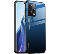 KAL-Coque Adapté Pour Redmi Note 12 Pro+ 5G / Redmi Note12 Proplus (6.67"" Inches), Coque Arrière En Verre Dégradé Anti-Chute Et Anti-Rayures Étui De Téléphone Portable - Bleu Noir