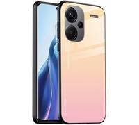 KAL-Coque Adapté Pour Redmi Note 13 Pro+ / Redmi Note 13 Proplus (6.67"" Inches), Coque Arrière En Verre Dégradé Anti-Chute Et Anti-Rayures Étui De Téléphone Portable - Jaune Rose