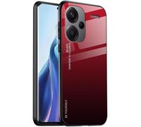 KAL-Coque Adapté Pour Redmi Note 13 Pro+ / Redmi Note 13 Proplus (6.67"" Inches), Coque Arrière En Verre Dégradé Anti-Chute Et Anti-Rayures Étui De Téléphone Portable - Rouge Noir