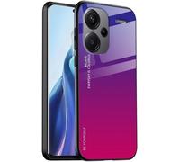 KAL-Coque Adapté Pour Redmi Note 13 Pro+ / Redmi Note 13 Proplus (6.67"" Inches), Coque Arrière En Verre Dégradé Anti-Chute Et Anti-Rayures Étui De Téléphone Portable - Rouge Violet