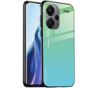 KAL-Coque Adapté Pour Redmi Note 13 Pro+ / Redmi Note 13 Proplus (6.67"" Inches), Coque Arrière En Verre Dégradé Anti-Chute Et Anti-Rayures Étui De Téléphone Portable - Cyan Vert
