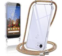 Kal-Coque Avec Cordon Pour Google Pixel 3a 5.6"", Collier Réglable Téléphone Étui Portable Lanyard Case Transparent Ultra Souple Silicone Tpu Housse Antichoc Protection Cover Pour Google 3a, Jaune