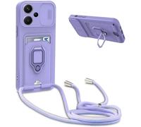 Kal-Coque Avec Cordon Pour Realme C53 / Realme C51,Collier Pour Étui Colliers De Cellulaire Réglable Corde Silicone Souple Case,Protection De La Caméra,Support,Porte Cartes - Violet