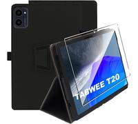 KAL-Coque Compatible Avec Besttab A20/ Tabwee T20 Pouces, Fin Étui Avec Verre Trempé Avec Fonction Support, Noir