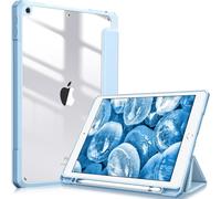 Kal-Coque Compatible Avec Ipad 10.2 Pouces 9ème/8ème/7ème Génération (2021/2020/2019) - [Rangement De Stylet] Housse Arrière Transparente Claire Etui Antichoc Bords En Tpu, Bleu Ciel