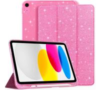 KAL-Coque Compatible Avec Ipad 11Ème 2025 11 Pouces/ 10Ème Génération 10,9 Pouces 2022, Étui Avec Rangement De Stylet, Housse Antichoc Avec Bords En Tpu, Rose Vif