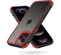 Kal-Coque Compatible Avec Iphone 12 Pro Max(6.7""), Militaire Antichoc, Conception De Caméra Protection, Arrière Transparent, Quatre Coins Housse Bumper (Noir/Rouge)