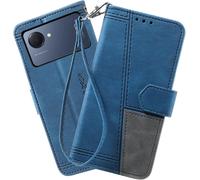 Kal-Coque Compatible Avec Oppo Realme C30 4g / Realme Narzo 50i Prime, Portefeuille Housse En Cuir Pu Pour Realme C30 4g / Realme Narzo 50i Prime, Magnétique Antichoc Flip Coque, Bleu