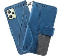 Kal-Coque Compatible Avec Oppo Realme C35 4g / Realme Narzo 50a Prime, Portefeuille Housse En Cuir Pu Pour Realme C35 4g / Realme Narzo 50a Prime, Magnétique Antichoc Flip Coque, Bleu