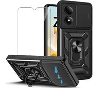 Kal-Coque Compatible Avec Zte Blade A33s (6.3") Et 1 X Verre Trempé Écran Film Protecteur - Pc Dur Et Tpu Silicone Housse Couverture Avec 360°Degrés Support Rotatif Étui Case Cover Noir