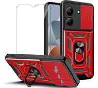 Kal-Coque Compatible Avec Zte Blade A54 (6.6") Et 1 X Verre Trempé Écran Film Protecteur - Pc Dur Et Tpu Silicone Housse Couverture Avec 360°Degrés Support Rotatif Étui Case Cover Rouge