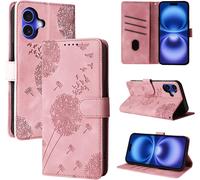 Kal-Coque Iphone 16 Plus Pissenlit Housse En Cuir Pu Iphone 16 Plus Étui À Fermeture Magnétique Portefeuille Étui À Rabat Pour Iphone 16 Plus Or Rose