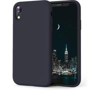Kal-Coque Iphone Xr, Coque En Liquide Silicone Conçue Pour Iphone Xr, Étui De Protection Antichoc Ultra Mince Avec Doublure Douce En Microfibre Anti-Rayures, 6.1 Pouces,Noir