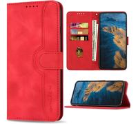 Kal-Coque Pour Galaxy A5 2017, Antichoc Etui En Cuir Pu Avec Fentes Pour Cartes, Magnétique Housse Pour Samsung Galaxy A5 2017, Rouge