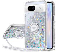 Kal-Coque Pour Google Pixel 8a, Fille Silicone Paillette Bling Glitter De Luxe Avec Support, Liquide Gel Housse Etui De Protection Pour Pixel 8a - Argent