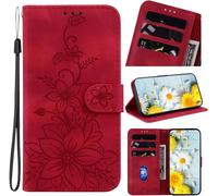 Kal-Coque Pour Google Pixel 9a 5g 2025 6.3 Pouces Housse En Cuir Avec Porte-Cartes Téléphone Portable Avec Support Etui À Rabat Magnétique Pour Google Pixel 9a - Rouge Lys
