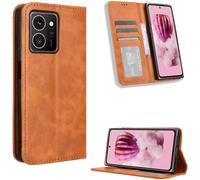 Kal-Coque Pour Hmd Skyline 5g, Antichoc Premium Pu Cuir+Tpu Souple Silicone Housse, Étui Portefeuille Support Fentes Cartes Magnétique Snap Rfid Blocage, Brun