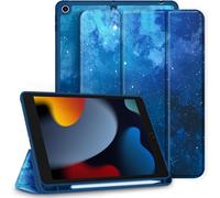 Kal-Coque Pour Ipad 9ème/8ème/7ème Génération Avec Porte-Crayon, Housse Étui De Protection Ultra Fin Housse En Tpu Avec Auto Réveil/Sommeil Pour Ipad 10.2,Ciel Étoilé Bleu