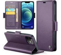 Kal-Coque Pour Iphone 12 Pro Étui Portefeuille Cover En Cuir Pu Wallet Avec Cartes Magnétique Et Rfid Protection Antivol Folio Housse Iphone 12 Pro Case, Violet