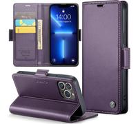 Kal-Coque Pour Iphone 13 Pro Étui Portefeuille Wallet Cover En Cuir Pu Avec Cartes Magnétique Et Rfid Protection Antivol Folio Housse Iphone 13 Pro Case, Violet
