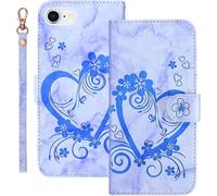 Kal-Coque Pour Iphone 6/6s Rabat,Housse Pour Iphone 6/6s Clapet,Aimer/C?ur Portefeuille Etui Avec Fonction Support Et Porte-Carte,Cuir Pu Flip Cover Case.Bleu