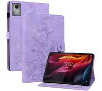Kal-Coque Pour Lenovo Tab K11 Plus/M11 Plus 2024 11.45 Pouces, Multi-Angles De Visualisation Housse De Protection En Similicuir Avec Porte-Carte Couverture Motif Lys, Pourpre