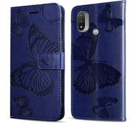 Kal-Coque Pour Moto E20 / Moto E30 / Moto E40, Papillon Imprimé Housse En Cuir Pu Magnétique Portefeuille, Étui À Rabat Pour Moto E20 / Moto E30 / Moto E40, Bleu