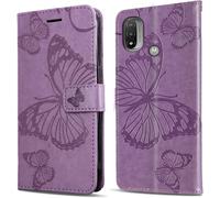 Kal-Coque Pour Moto E20 / Moto E30 / Moto E40, Papillon Imprimé Housse En Cuir Pu Magnétique Portefeuille, Étui À Rabat Pour Moto E20 / Moto E30 / Moto E40, Violet