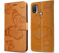 Kal-Coque Pour Moto E20 / Moto E30 / Moto E40, Papillon Imprimé Housse En Cuir Pu Magnétique Portefeuille, Étui À Rabat Pour Moto E20 / Moto E30 / Moto E40, Jaune